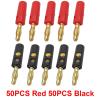 100Pcs Red Black Screw Banana Speaker Cable Wire Gold Plated Connector Adapter(Black Red) view 2