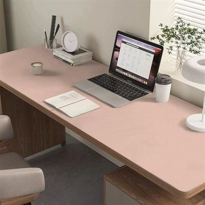 Liveinu Large Office PU Leather Desk Mat, Waterproof Laptop Computer Mouse Keyboard Mat, Desktop Protector Cover, Non-Slip Writing Pad Desk Blotter, Pink, 20" x 36"