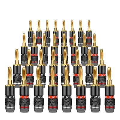 16PCS Speaker Banana Connector 24K Gold Plated Brass Speaker Adapter Audio Video Banana Connectors