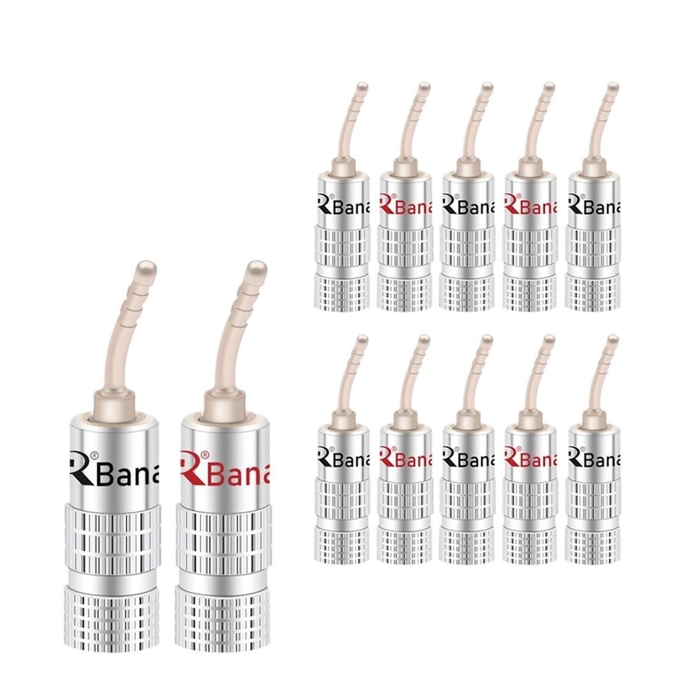 100pcs 2mm Banana Gold Plated Speaker Cable Pin Angel Wire Screws Lock Connector