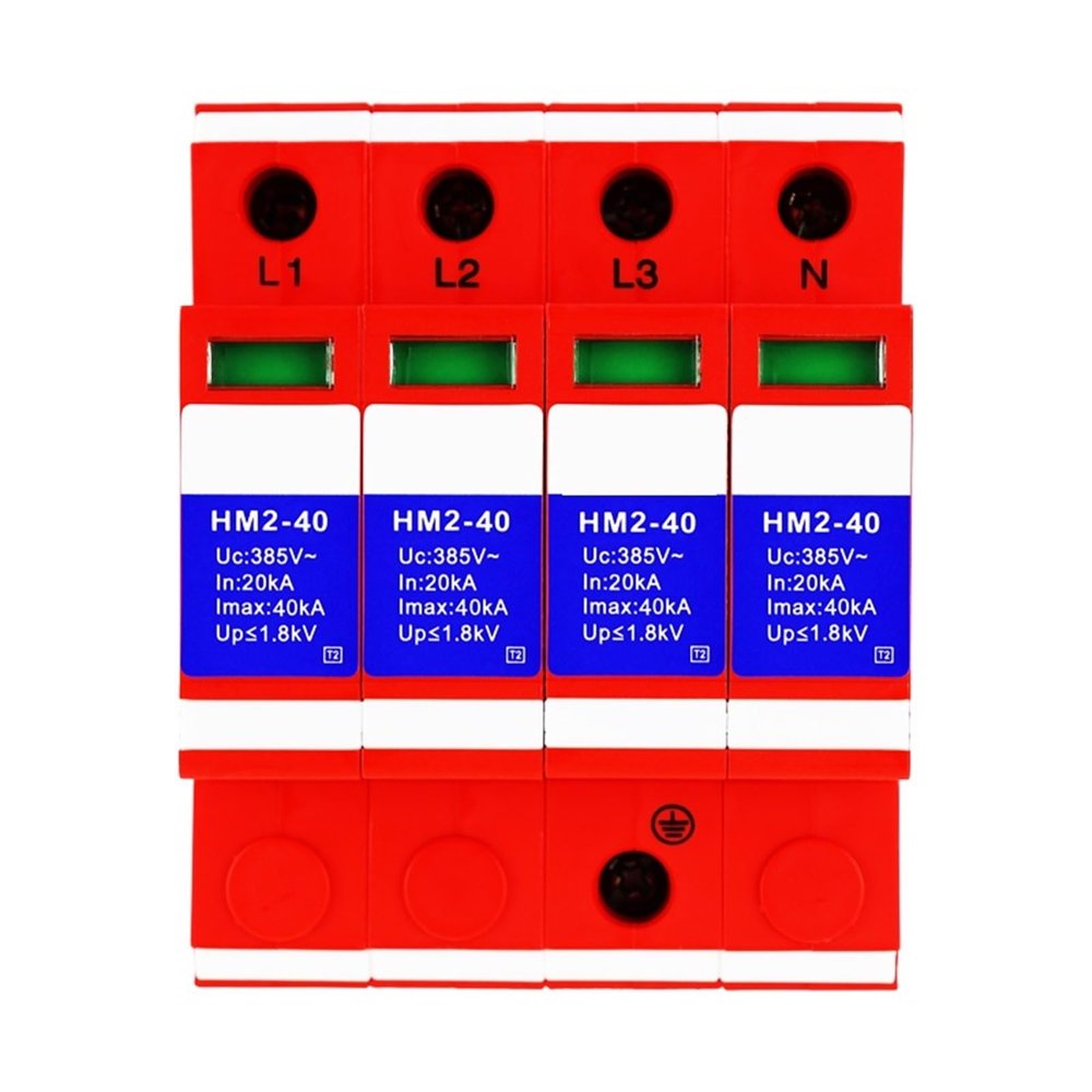 380V Power Surge Protector 40KA 4P Secondary C-Class Power Arrester HM2-40 1.8kV