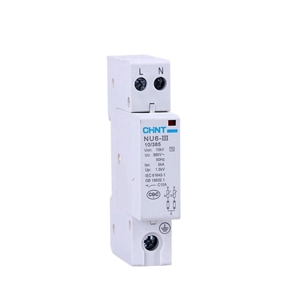 1PC NU6-III Surge Protective Device NU6 1P+N 2P 10kV 10/385 5KA Surge Arrester Protect Electric System 385V AC