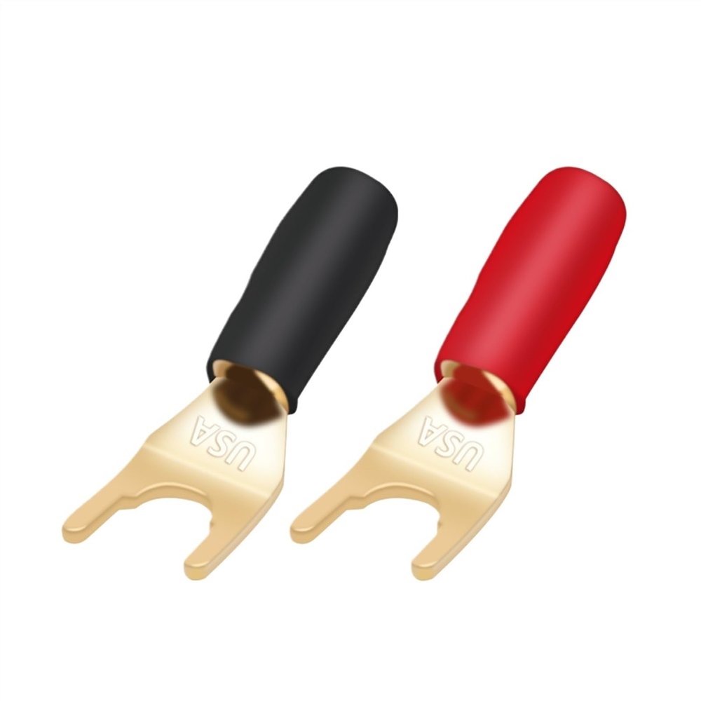 50PCS Gold-Plated Copper Banana Plugs U/Y Type Banana Connector Speaker Wire Connector with Plastic Handle Case