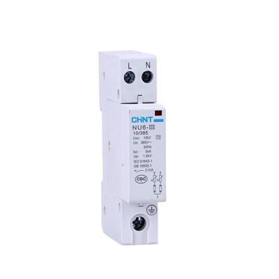 1PC NU6-III Surge Protective Device NU6 1P+N 2P 10kV 10/385 5KA Surge Arrester Protect Electric System 385V AC