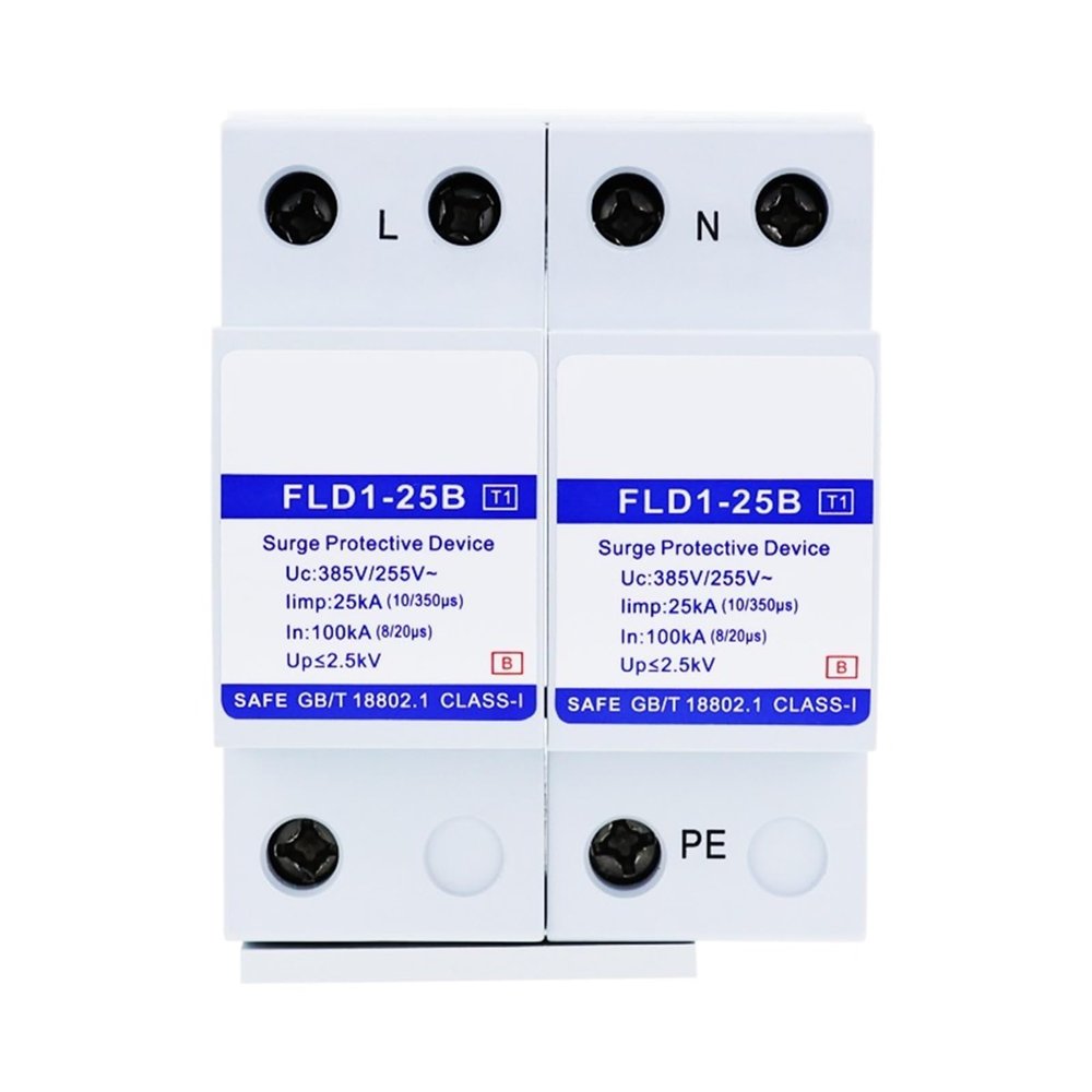 First-Level Power Supply Arrester 220V 25KA T1 Test Main Power Supply Surge Protector FLD1-25B