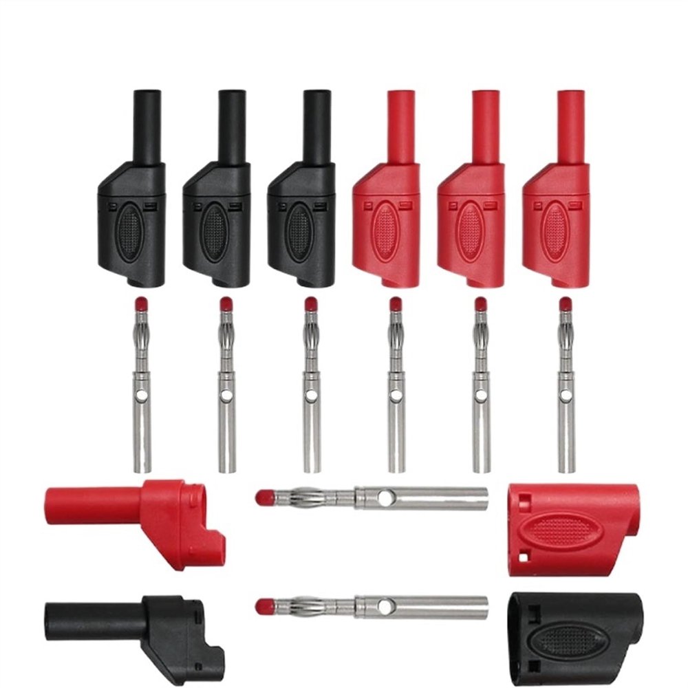10/20/100 PCS 4mm Insulated Multimeter Test Leads Banana Plugs Male Stackable Connectors with Banana Jack Adapters(Red,10 PCS)