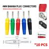 10PCS 4mm Banana (+ Socket Connector) Binding Post Lantern Male Female Pair Terminal Breadboard Socket(Blue 10Pcs) view 3