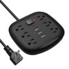 Power Board Surge Protector 6 Sockets 3 with Switch Control and Flat Plug Extension Cable Compact(D) view 1