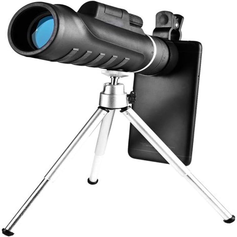 10x42 Compact Waterproof Monocular Telescope with 12x Magnification Zoom Lens - Smartphone Adapter & Tripod Compatible