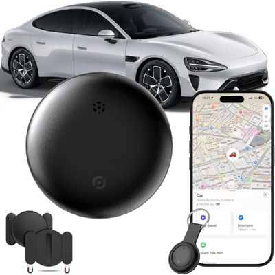 Car GPS Tracker for Vehicles, Mini GPS Tracker for Work with Find My (iOS Only), No Extra Monthly fee, Vehicle Tracking Device for Car, Pet, Wallet, Magnetic Waterproof Case (Black)