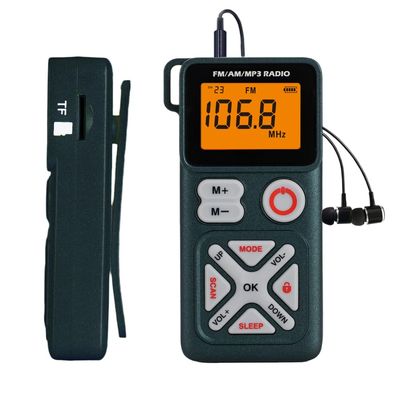 Paeiope AM FM Pocket Radio Rechargeable with Clip-Green