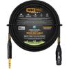 10 Foot - WBC-PRO-Quad Ultra-Silent Ultra-Flexible Balanced Star-Quad XLR to TRS Cable with Gold Neutrik NC3FXX-B Female XLR & NP3X-B Straight TRS Stereo Phone Plugs - Black Tweed Jacket view 1