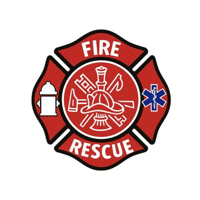 Red Fire Rescue Maltese Shaped Vinyl Stickers for Adults - Waterproof Stickers for Water Bottles, Laptops, Phones - Fun Durable Vinyl Decals (1PCS, 7")