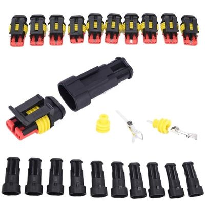 10 Kit 2 Pin Way Sealed Water Proof Electrical Wire Connector Plug Car Auto Sets