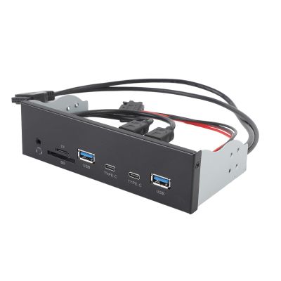 Asixxsix USB Front Panel Hub, 6 Ports 19 Pin GEN2 X 2 Support USB A Type C Memory Card Microphone Input 5Gbps Optical Drive Extension Panel, Front Panel USB Hub for PC Computer