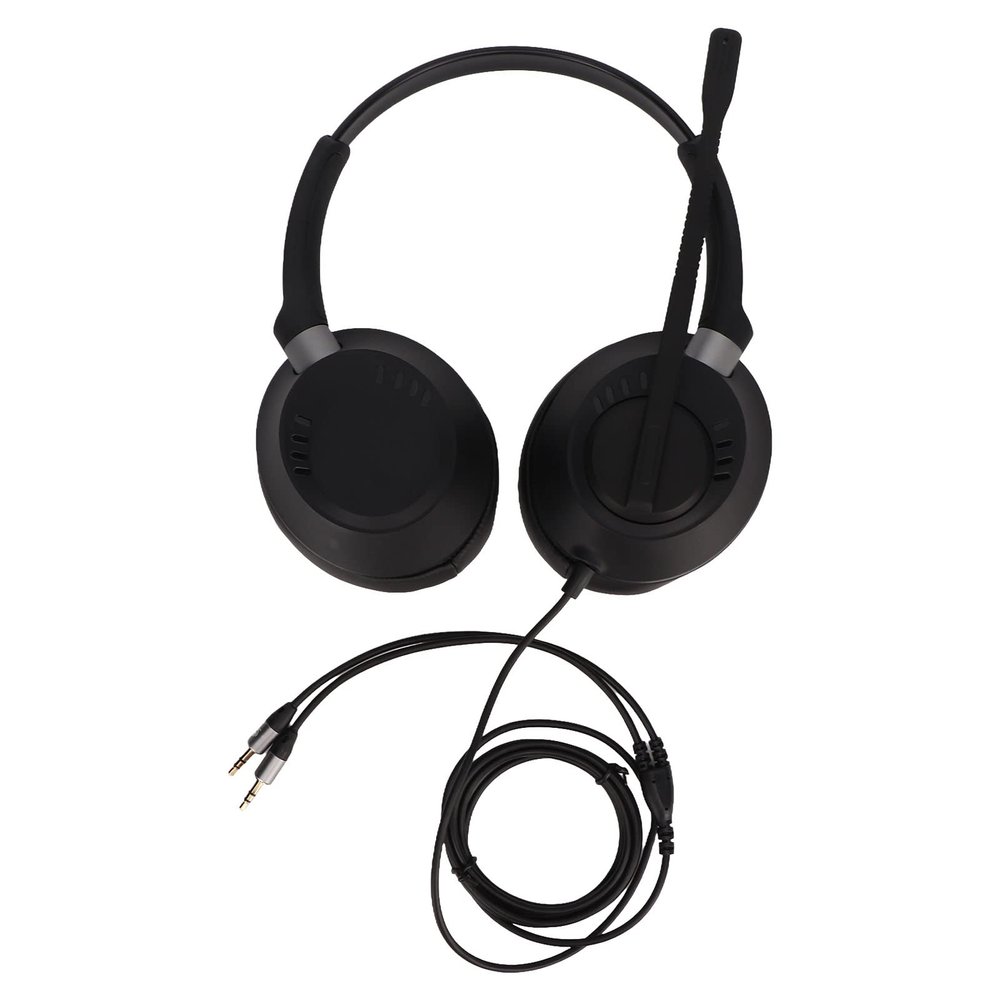 Telephone Headset with Microphone, Cell Phone Headset, Noise Canceling Dual 35mm. Jack Headset for PC Communication, Low Distortion Comfortable ABS Binaural Headset
