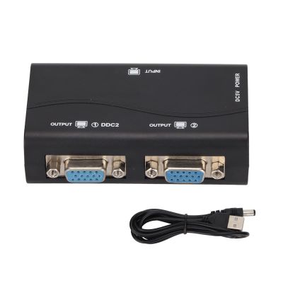 AYNEFY Vga Splitter, Ga Abs Construction, 1 in 2 Out Vga Splitter, Baci97 with 1080P Hd Resolution for Screen Duplication and Presentations