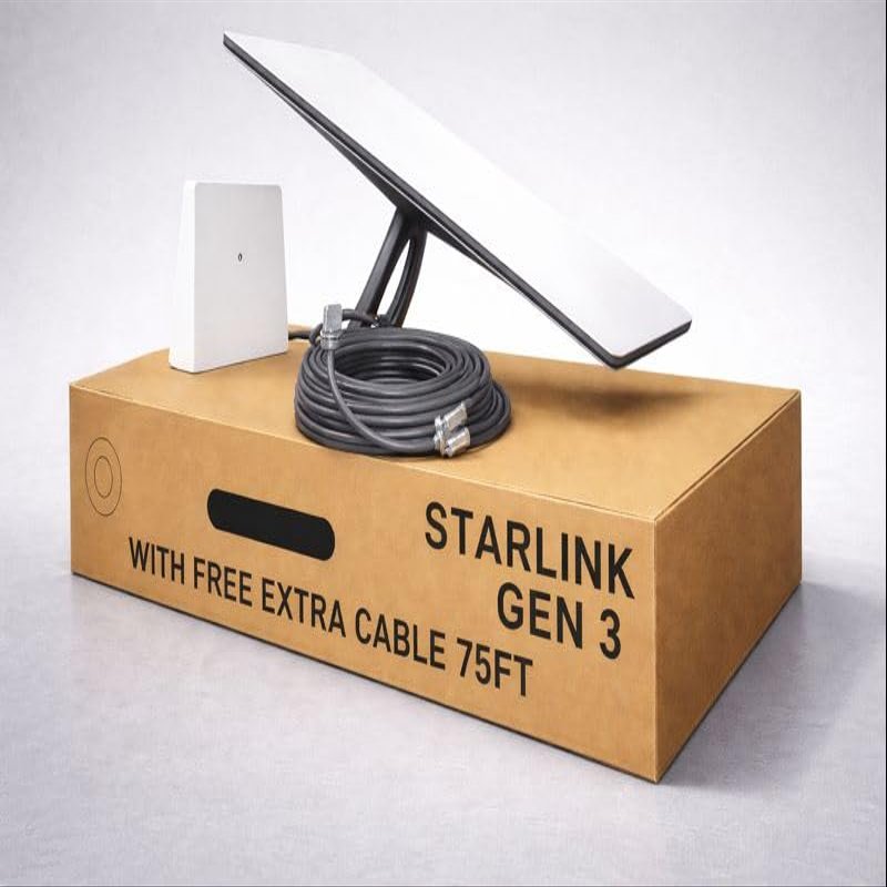 Starlink Gen 3 Standard Satellite Internet Setup  Advanced Dish + Wi-Fi 6 Router & 75FT Extension Cable  High-Speed, Low-Latency Connection