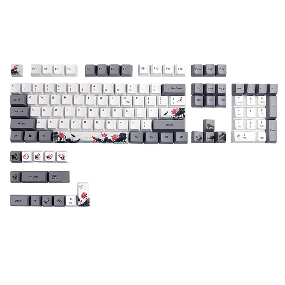 118 OEM Height Fish Themed Keycaps 5 Sides Dye Sublimation for Gaming Mechanical Keyboard Keycap Replace Compatible Keyboard Caps