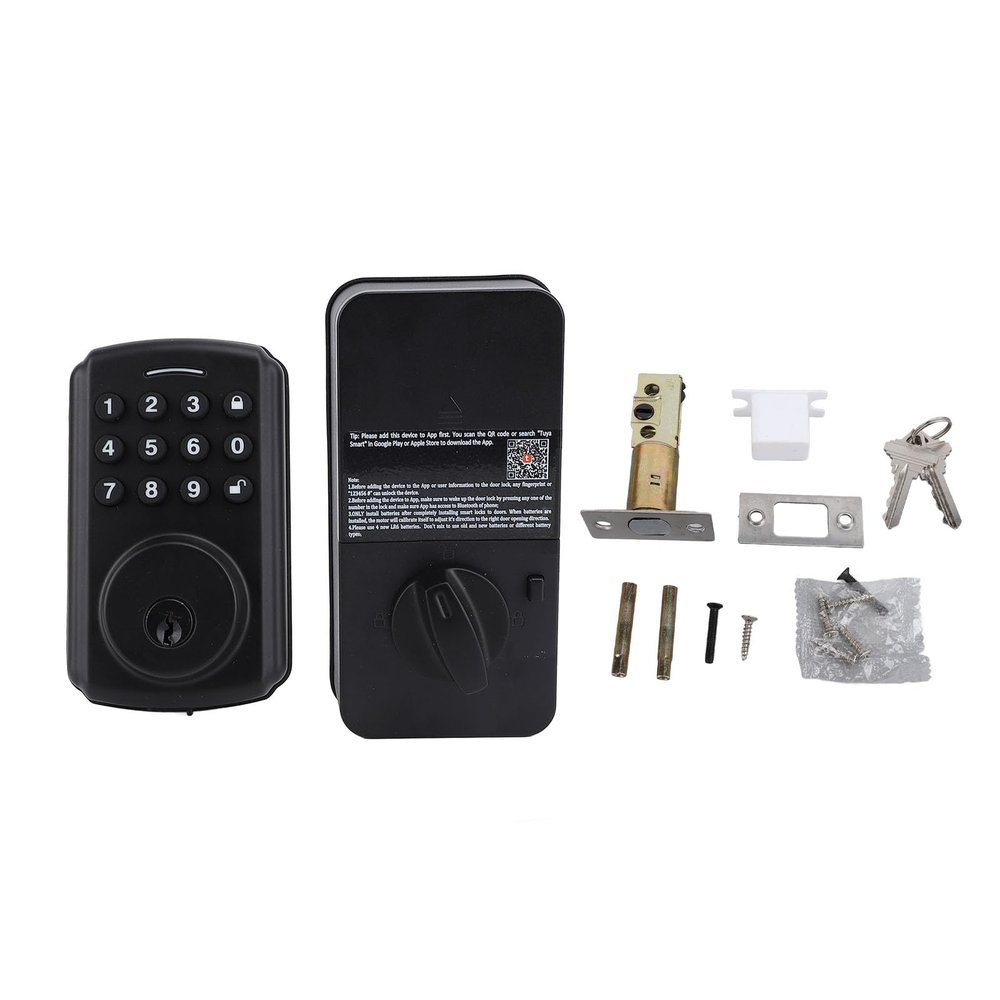 Door Keypad Lock with APP Control, Electronic Keyless Entry Security Lock, IP54 for Home Apartment Short Term Rental, Includes 2 Backup Keys and 20 User Codes