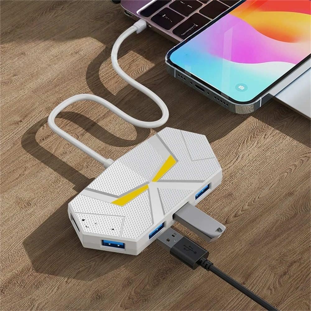 7-Port USB 3.0 Type-C Hub Extender 5Gbps High-Speed Adapter Docking Station for Laptop Hard Drive Mouse and Keyboard