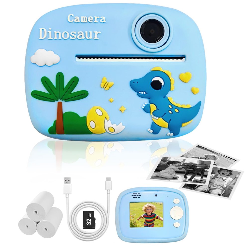 Kids Instant Digital Cameras for Boys and Girls, 1080P Video Digital Kids Camera That Print Photos with 32G Card,Portable Toddlers Camera Christmas Birthday Gifts Toys for Age 3-16 Years Old