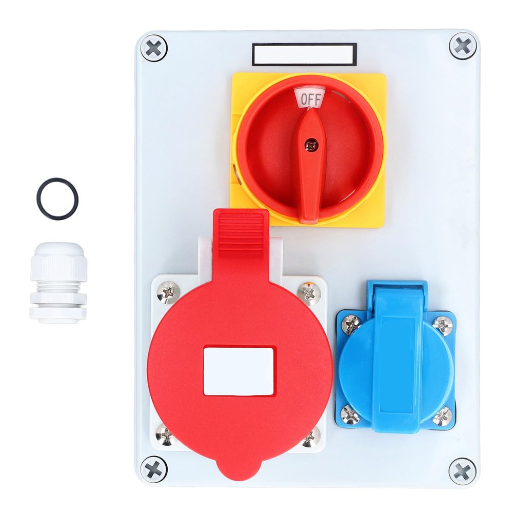 Marhynchus Power Distribution Box - 15A & 32A 5-Pin Industrial Socket with 2-Level Rotating Switch for Indoor/Outdoor Use - Durable & Compact Design for Garden & Garage Setup