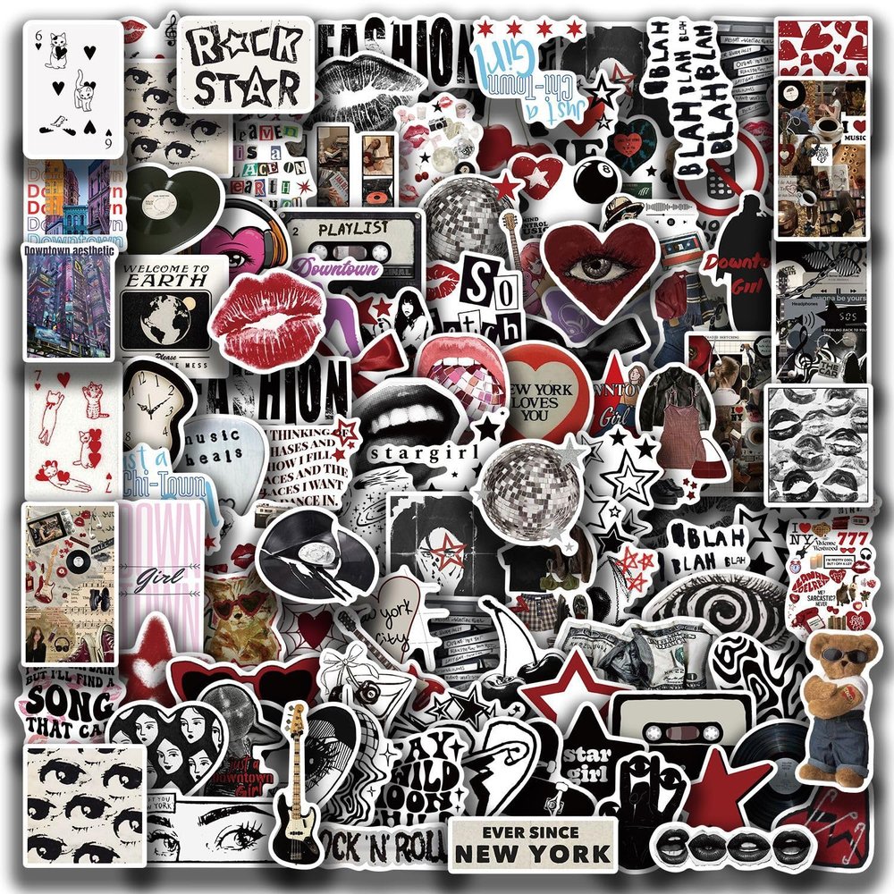 100 PCS Aesthetic Downtown Girls Stickers Inspirational Positive Motivational Y2K Decals for Vinyl Waterproof Water Bottle for Teens Adults Decals for Laptop Party DIY Decoration Supplies(Y2K)