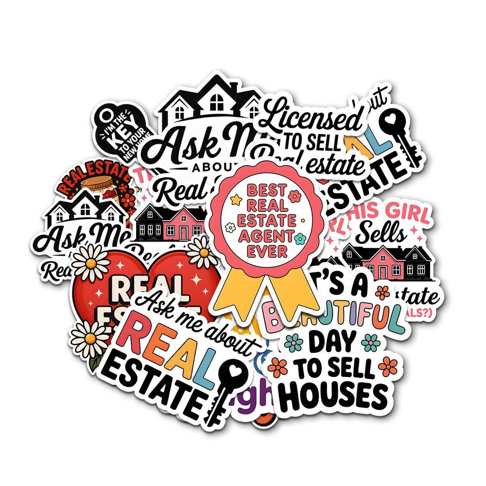 10 Pcs Real Estate Stickers Pack Funny Realtor Vinyl Decals for Laptop, Water Bottle, Scrapbook, Realtor Gift, Licensed to Sell Real Estate, Realtor by Day by Night Stickers
