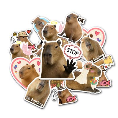 10 Pcs Capybara Stickers Pack Funny Meme Animal Vinyl Decals for Laptop, Water Bottle, Scrapbook, Cute Capybara Aesthetic Sticker Set, Kawaii Animal Lover Gift