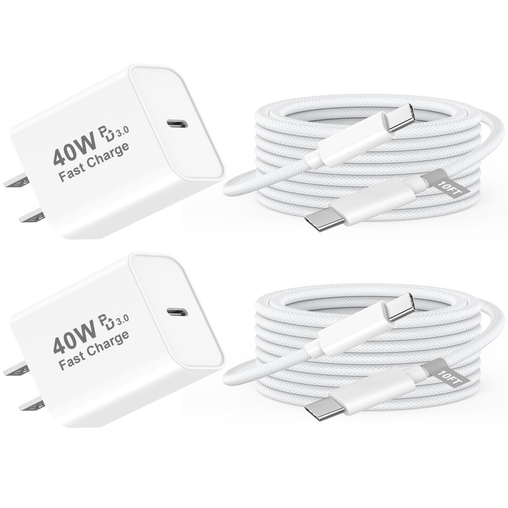 iPhone 17 16 Pro Max Charger Fast Charging, 2 Pack 40W Super Fast USB C iPhone 17 Charger with 10FT Woven USB C Charging Cable for iPhone 17/17 Pro/17 Pro Max/Air/16/16 Pro/16 Pro Max/15/15 Pro Max