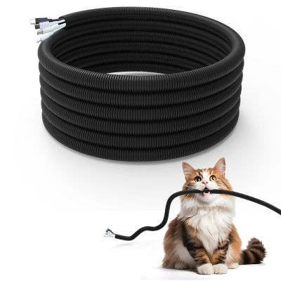 Cord Protector for Pets,10ft-Durable Wires Covers Stop Chewing,Cable Protecter from Chewing, Wires from Rabbits, Cats Dogs and Other Pets Black