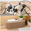 2 Pcs Large Cable Management Box, Plastic Cord Organizer for Power Strips, Surge Protectors, Chargers, Adapters, TV Computer Wires Hider for Home Office Desk, Khaki view 4