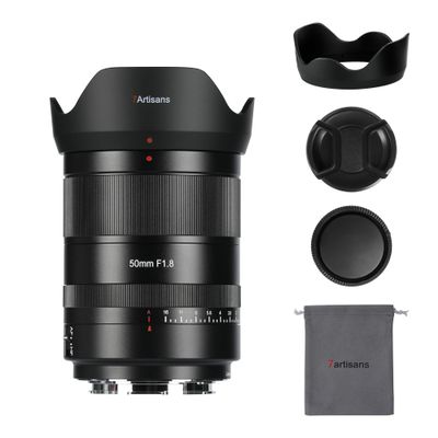 7artisans AutoFocus 50mm F1.8 Full Frame Lens,F1.8 Large Aperture,Support Automatic/Manual Face/Eye Recognition, Compatible for Sony FX A1 A9 A7M A7R A7S A7C ZVE Series,Black
