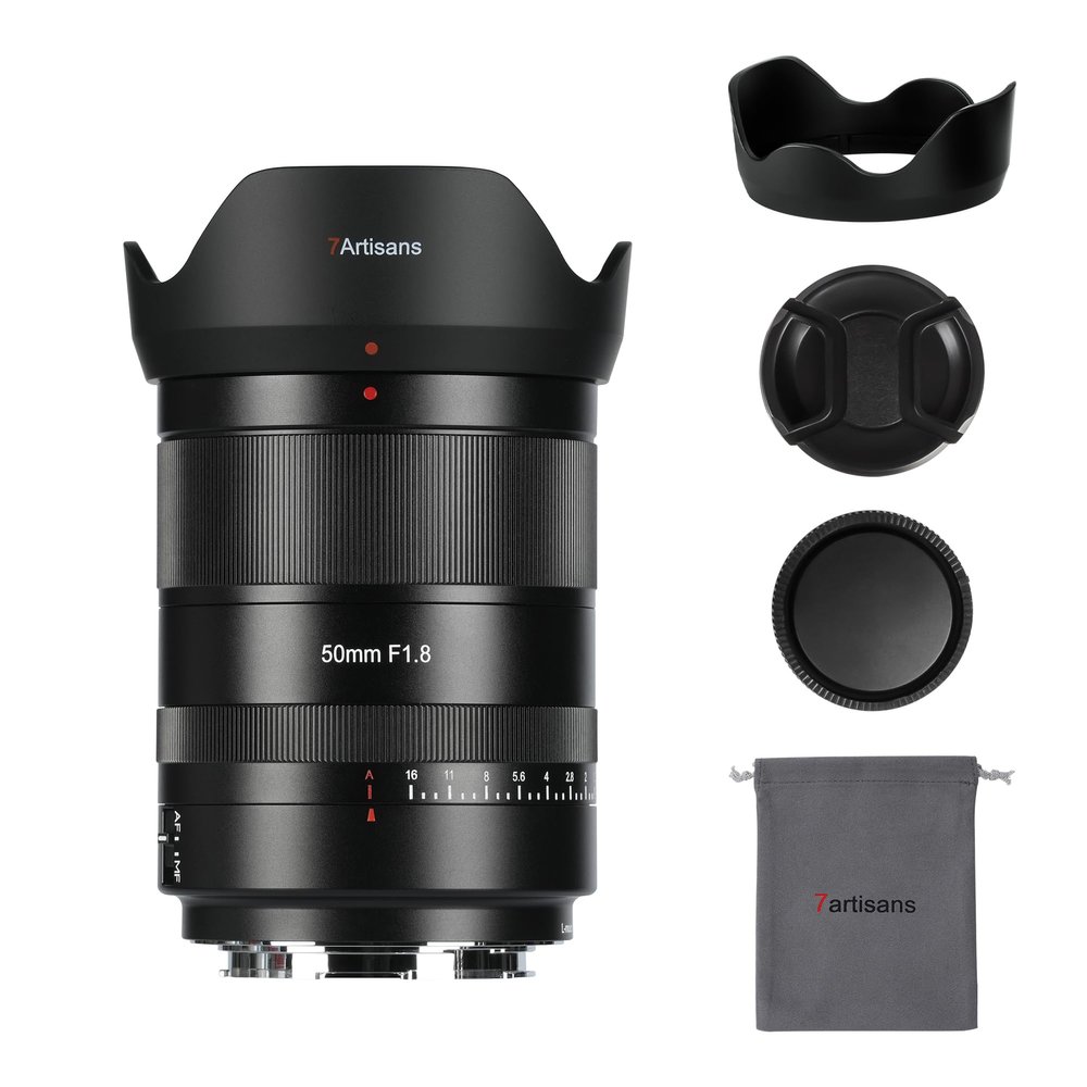 7artisans AutoFocus 50mm F1.8 Full Frame Lens,F1.8 Large Aperture,Support Automatic/Manual Face/Eye Recognition, Compatible for Sony FX A1 A9 A7M A7R A7S A7C ZVE Series,Black