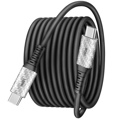 100W USB C to USB C Cable Long 10FT,Braided USB C Charger Cable Type C Fast Charging Cord for iPhone 17 16 Pro Max/iPad 10 11/Samsung S26 S25 Ultra S24 S23 Phone/MacBook Pro Air Laptop Charge,Black