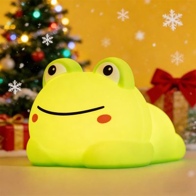 Cute Frog Night Light for Kids, 7 Color Touch Control Silicone Animal Night Light, 3-Level Dimmable Lamp, Rechargeable Squishy Lamp with Timer, Frog Gift for Toddler Boys Girls Christmas Decor (Frogs)