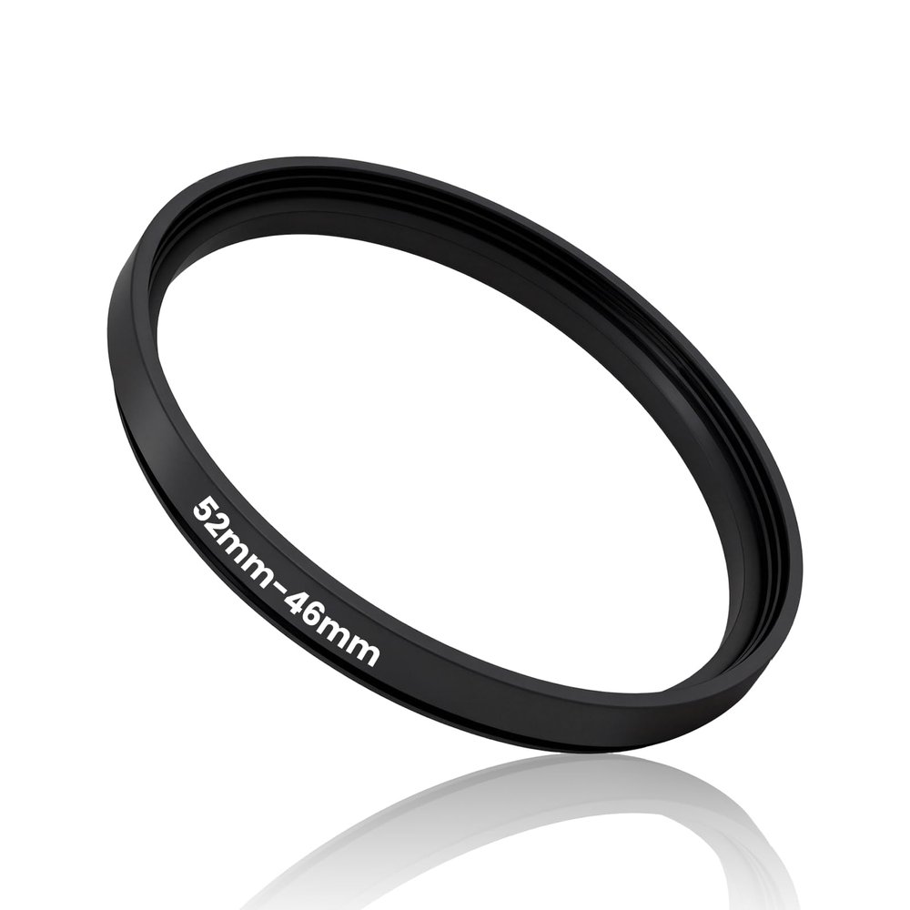 52mm-46mm Step Down Ring Adapter Filter, Aluminum Alloy Camera Lens Filter Adapter Ring Universal Stepping Rings Camera Black for 52mm Lenses & 46mm UV/CPL/ND Filters Hoods Converters