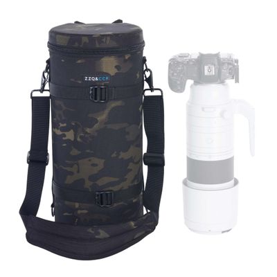 ZZQ&CCF Camera Lens Pouch Bag for Canon RF 200-800mm F6.3-9, Large Thick Lens Carry Bag, Water Resistant Protective Camera Lens Pouch for Super-telephoto Zoom#Black Camo