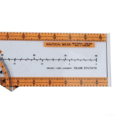 Ehlivhall Aviation Navigation Plotter 360 Degree Rotating Circular Flight Ruler with Built-in Slide Rule Transparent ABS Pilot Chart Measuring Tool (Bar Circular Aviation Flight Ruler Orange CRP-5)