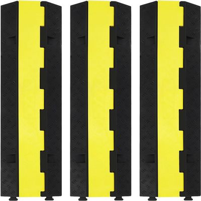 3 Pack of 1-Channel Rubber Cable Protector Ramps Heavy Duty 11000Lbs Load Capacity Cable Wire Cord Cover Ramp Speed Bump Driveway Hose Cable Ramp Protective Cover