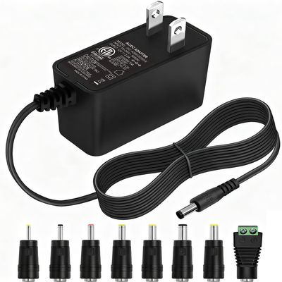 12V 2A Power Supply, ETL Listed AC Adapter Replacement with 8 Tips, Regulated 12 Volts 2000mA Cord Charger for LED Strip Light, CCTV Camera, GPS, Webcam, Router, BT Speaker DC12V Transformer