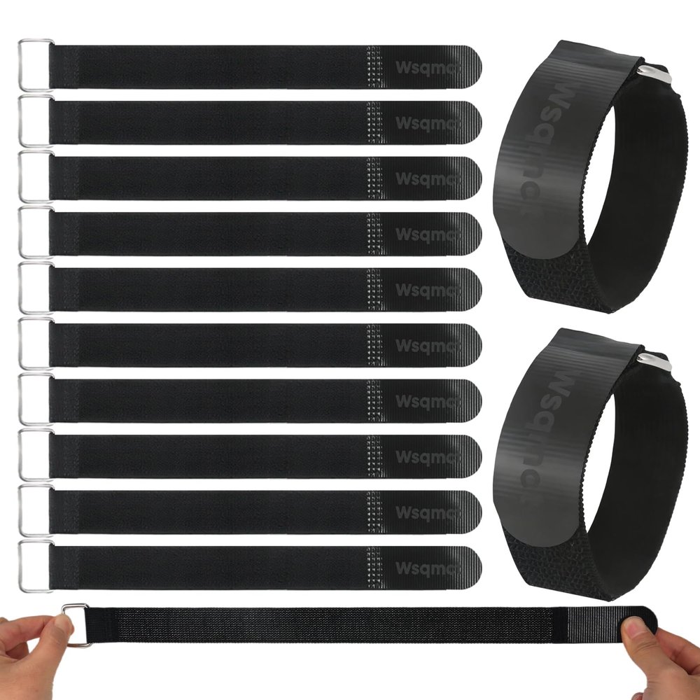 [10 Pcs] Elastic Cinch Straps, 1"x12" Stretchable Hook and Loop Straps, Reusable Cable Ties for Organizing, Cord Management, Home, Garage, Travel