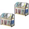 PAPAGIFTREE 2-Tier CD Holder, CD Storage Shelf for Display, CD Organizer with Dispay Top Shelf, Premium CD Rack for Home & Office, Holds Up to 60 Standard, Ideal for Music Enthusiasts (Yellow 2PCS) view 1