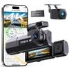 4K Dash Cam Front and Rear, 3 Channel Dash Camera with IMX335 Night Vision, WiFi GPS, Voice Control, 2K+1080P+1080P Dash Camera for Cars (64GB Card Included) Black view 1