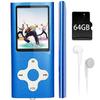 64GB MP3 Player,1.8 inch Screen Portable Music Player with Build-in Speaker/Photo/Video Play/FM Radio/Voice Recorder/E-Book Reader,Earphones/USB Included (Blue) view 1
