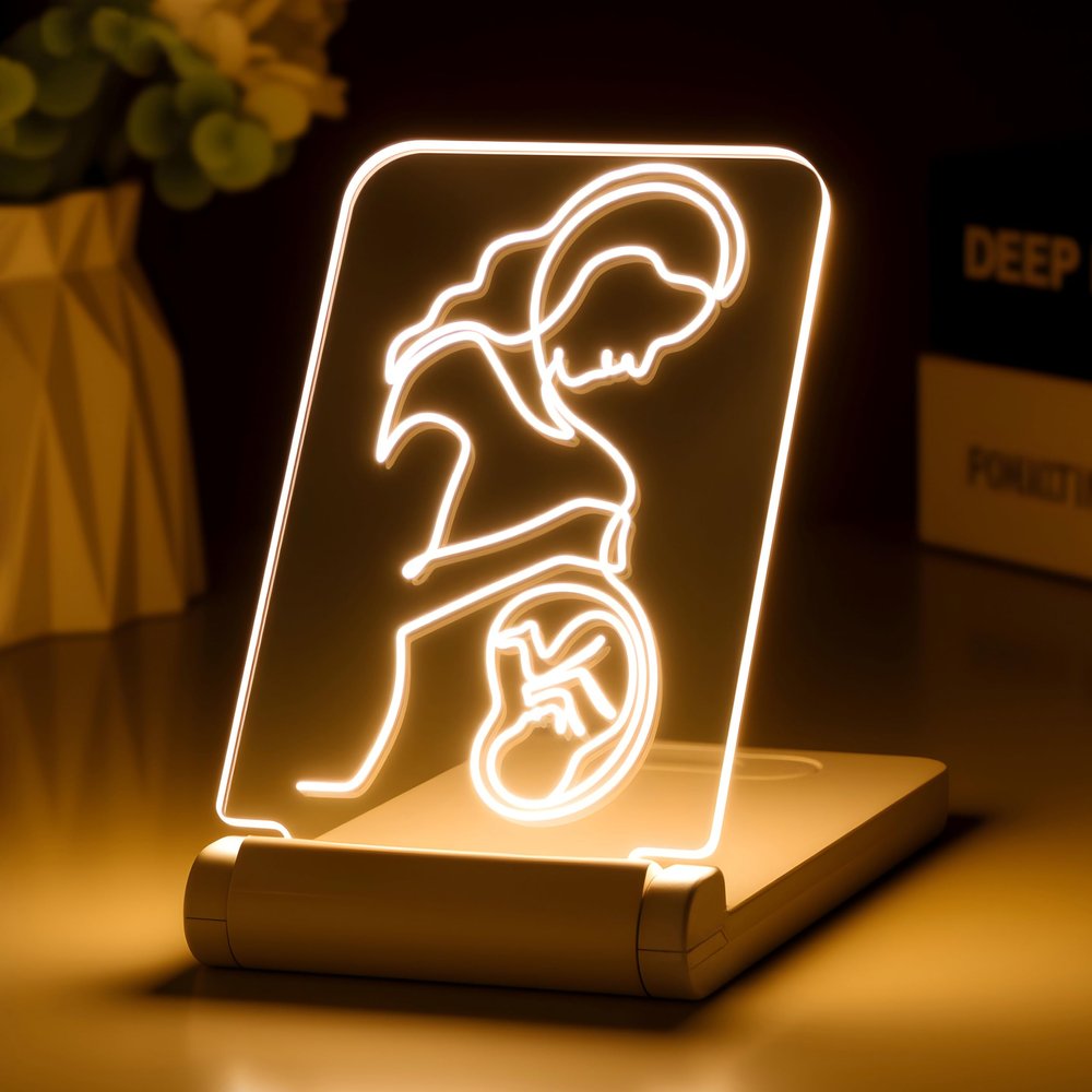 lacte & melle Rechargeable LED Night Light Dimmable Portable Acrylic Light Gift Idea for Pregnant Women Expectant Mother's Day