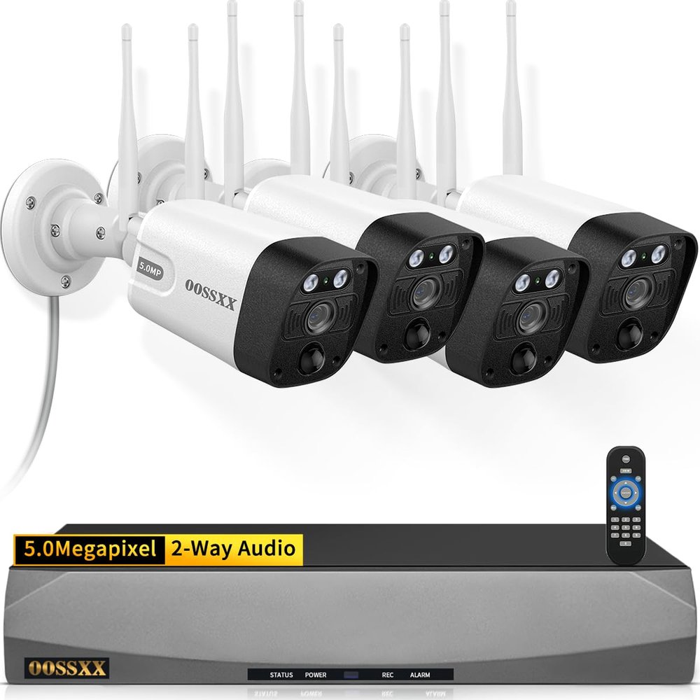 (5.5MP & 2-Way Audio) PIR Detection 3K 1944P Dual Antennas Enhance WiFi Security Wireless Camera System Indoor Video Surveillance Outdoor Wireless Security Cameras Systems
