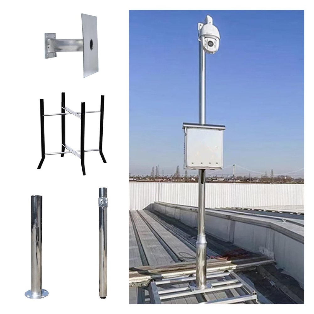 Assemble Surveillance Camera Bracket Pole, Universal Surveillance Post Stand for Warehouse/School/Parking Lot, Security Camera Pole 6 10 13 16 20ft(ligjt grey,5m-196 9/10")