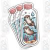 3 Pcs Otters in a Bottle Stickers, Cute Funny Cartoon Otter Vinyl Decals for Laptop, Notebook, Journal, Hydro Flask, Water Bottle, Tablet, Car, Gift for Teens, Kids, Students, Wildlife 7 Inches view 1